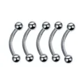 Silver Curved Barbell Piercing Jewelry Set Stainless Steel Body Piercing Studs 5pcs - Curved Barbell Double Ball Style (Pack of 5) / Silver