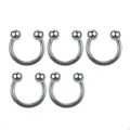 Silver 316 stainless steel horseshoe piercing ring set, 5 pieces minimalist body jewelry. - Horseshoe Ring Double Ball Style (Pack of 5) / Silver