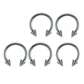 Silver 316 stainless steel horseshoe circular barbell body piercing jewelry set, 5 pcs. - Horseshoe Ring Double Cone Style (Pack of 5) / Silver