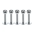 Stainless steel piercing studs set minimalist silver body jewelry for everyday style - Flat Back Labret Ball Style (Pack of 5) / Silver
