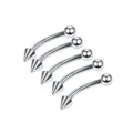 Silver curved barbell piercing jewelry set, stainless steel body piercing items for daily wear. - Curved Barbell Ball and Cone Style (Pack of 5) / Silver