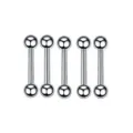 316 stainless steel straight barbell body piercing jewelry set, 5 pieces silver navel and tongue rings. - Thin Straight Barbell Double Ball Style (Pack of 5) / Silver