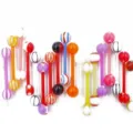 Vibrant colorful acrylic tongue rings with mixed patterns for body piercing jewelry display - 1.2cm (20 Pieces/Pack) / Multicolor