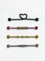 Set of 4 stainless steel industrial piercing barbells with heart and bead designs. - Style 9 / Set of 4