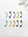 Stainless steel curved barbell eyebrow ring set with colorful acrylic balls for body piercing - Random Single Piece 1.2*8*3 / Solid Color