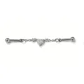 Industrial barbell piercing with heart crystal pendant and chain for dual ear piercing. - White Heart Cartilage Chain