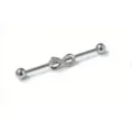 Industrial barbell piercing jewelry featuring sparkling crystal infinity symbol design. - White Figure 8 Symbol