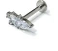 Titanium labret stud body piercing jewelry featuring sparkling marquise cubic zirconia stones. - Clustered Geometric Style / 1.2*8mm