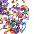Colorful acrylic curved barbell eyebrow piercing jewelry set stainless steel body items - Random Single Piece 1.2*8*3 / Multicolor