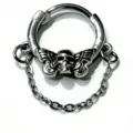 Punk skull butterfly septum ring stainless steel hinged clicker nose hoop body piercing jewelry - Goth Tassel Skull Butterfly Hinged Ring (01552) / 1.2*10mm