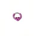 Pink heart hinged septum ring with crystal clicker nose piercing body jewelry item - Pink Heart Rhinestone Clicker Ring (01552) / 1.2*10mm