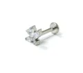 Titanium Labret Stud Crystal Butterfly Piercing Jewelry Variant in Silver Tone Style - Stereo Inlaid Style / 1.2*8mm
