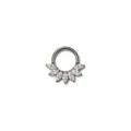 Titanium hinged segment septum ring with sparkling marquise cubic zirconia cluster design. - 1.2*10mm / Silver Marquise Rhinestone Fan Shaped Style
