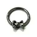 Dark metal hinged septum ring with cute bow detail, stylish body piercing jewelry item. - 1.2*10mm / Gunmetal Gray 3D Bowknot Style