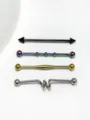 Detailed view of punk style industrial barbell piercing jewelry set, stainless steel ear cartilage studs. - Style 10 / Set of 4