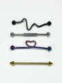 Stainless Steel Industrial Barbell Piercing Set Punk Ear Cartilage Body Jewelry 4Pcs - Style 2 / Set of 4