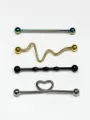 Punk stainless steel industrial barbell body piercing jewelry set with unique shapes for ears. - Style 3 / Set of 4