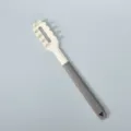 Hitzebeständiger Silikon-Spaghettilöffel mit ergonomischem, zweifarbigem Griff für Küche. - Flacher Griff Pastaserver / Creme