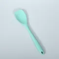 Mint green silicone spatula kitchen utensil, flexible cooking spoon with hanging hole. - Dark Green