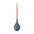 Silikon Suppenkelle mit Holzgriff, hitzebeständiger Kochlöffel der Küche No-Stick - Runder Holzgriff Silikonlöffel / Dunkelgrau
