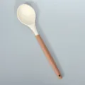 Silikonkochenloeffel mit Massivholzgriff antihaft hitzebestaendig Kochen Werkzeug Artikel - Runder Holzgriff Silikonlöffel / Creme
