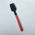 Silicone Spatula - Black & Red Kitchen Baking Tool for Cooking and Pastry Prep - Red Flat Plastic Handle