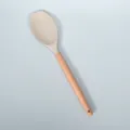 Silicone kitchen spatula with wooden handle, cream color cooking and baking tool 1pc - Khaki Silicone Spatula Spoon with Round Wooden Handle