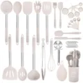 Set de 37 ustensiles de cuisine en silicone thermorésistant avec manches en acier inox. - Style Kaki / Ensemble de 37 pièces