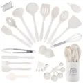 38-teiliges Silikon Küchenhelfer Set mit Halter, Hitzebeständige Kochutensilien für Töpfe. - Milchweißes einteiliges 38-teiliges Set [Großer Eimer]
