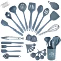 38-piece silicone kitchen utensil set heat-resistant cooking tools with holder grey - Dark Grey One-Piece 38-Piece Set [Large Holder]