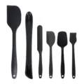 Set di 6 spatole da forno in silicone nero per torte biscotti pasticceria utensili cucina - Nero