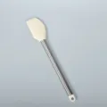 Silicone spatula with stainless steel handle, ideal for kitchen baking and cream mixing. - Creamy White Silicone Spatula with Hanging Loop