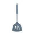 Large silicone slotted spatula with stainless steel handle, heat-resistant kitchen cooking tool. - Dark Gray