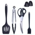 Set di utensili da cucina in silicone nero 6 pezzi strumenti di cottura resistenti - Set da 6 pezzi in silicone nero C