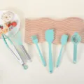 Silicone spatula set kitchen baking tools whisk food tong pastel green cookware 6pcs - Dark Green Baking 6-Piece Set B