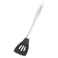 Espátula de cocina ranurada de silicona y acero inoxidable con mango ergonómico. - Espátula Ranurada / Negro
