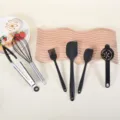 6-piece silicone spatula set kitchen utensils baking tools with whisk and oil brush - Black 6-Piece Baking Set B