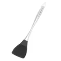 Stainless steel silicone spatula kitchen cooking utensil with heat resistant head and hanging loop - Frying Spatula / Black