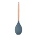 Espátula de silicona espesada con mango de madera maciza para cocina y repostería - Espátula cuchara de silicona con mango redondo de madera gris oscuro