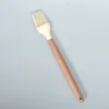 Silicone pastry brush with wooden handle for kitchen cooking and baking BBQ tools. - Round Wooden Handle Silicone Pastry Brush / Cream