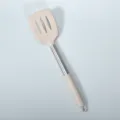 Silicone slotted spatula with stainless steel handle, heat resistant kitchen cooking tool. - Khaki Handle Sleeve Silicone Slotted Turner