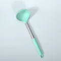 Edelstahl Griff Silikon Suppenkelle Kueche Kochloeffel in mintgruen Farbe Neu - Silikon-Suppenlöffel mit dunkelgrüner Griffhülle