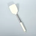 Silikon Kochspatel mit Edelstahlgriff, weisse Farbvariante fuer antihaftbeschichtete Pfannen. - Pfannenwender / Creme