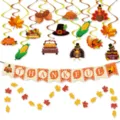 Thanksgiving party hanging swirls banner set, autumn harvest festival decoration detail view. - Banner Garland And Swirls Set