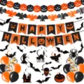 Set de decoración para fiestas de Halloween con pancartas, flores de papel y globos. - Set Combinado B / Juego de Seis Piezas 12 Pegatinas