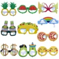 Set de gafas de papel hawaianas accesorios de fotos de playa de verano divertidos - Estilo de Verano 2 / 10 Piezas/Paquete