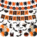 Set de decoracion de fiesta de Halloween con banner de calabaza araña y globos - Set Combinado C / Juego de Seis Piezas 12 Pegatinas