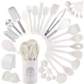 43-teiliges hitzebeständiges Silikon-Küchenhelfer-Set mit Halter für Antihaft-Kochgeschirr. - 43-Teiliges Set Großes Fass / Creme