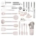 33-teiliges Silikon Küchenhelfer Set mit Edelstahlgriffen für Antihaft Kochgeschirr Kochen. - 33-teiliges Set / Khaki