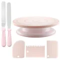 Set peristrofis tortas roz 6 temachi ergaleia zacharoplastikis me vasti kai spatules kai xystra. - Σετ Περιστρεφόμενης Βάσης 6 Τεμαχίων Με Αντιολισθητική Ταινία / Σκανδιναβικό Ροζ